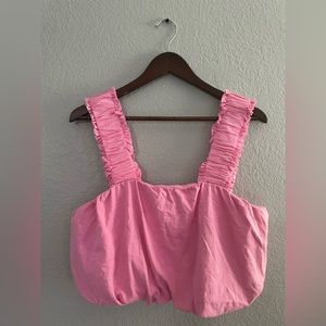 NWOT Free People Pink Ruffle Crop Top
